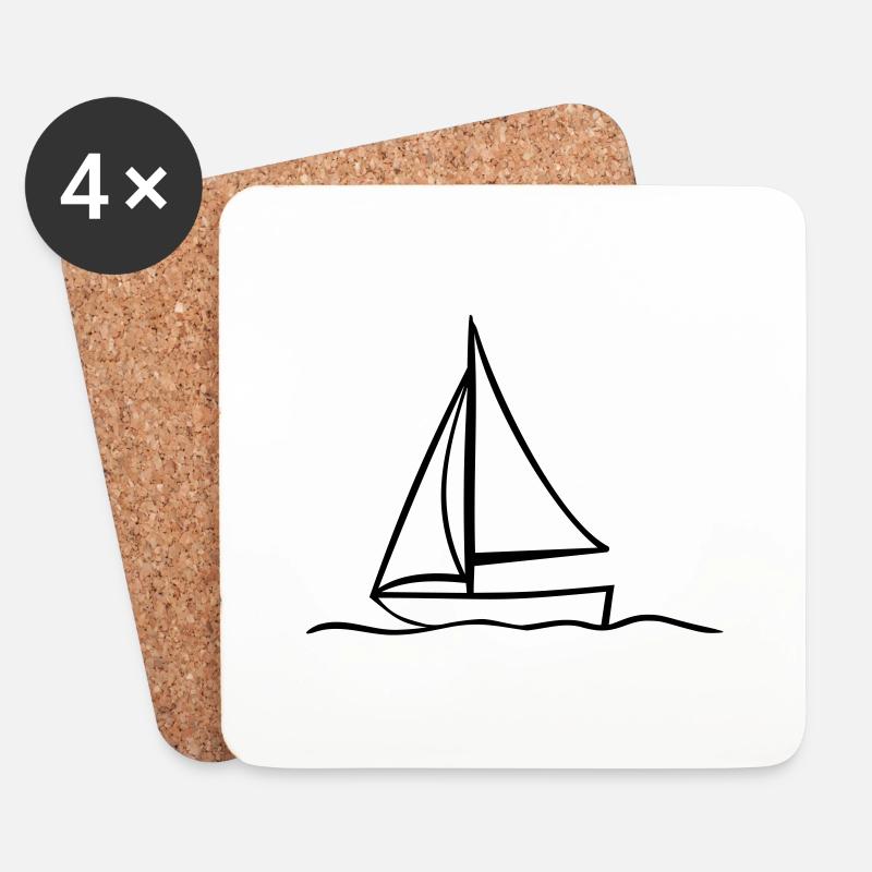 Segelboot - Untersetzer (4er-Set) - Weiß