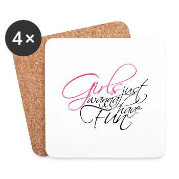 serifen cool design logo girls just wanna have fun - Untersetzer (4er-Set) - Weiß - Vorne