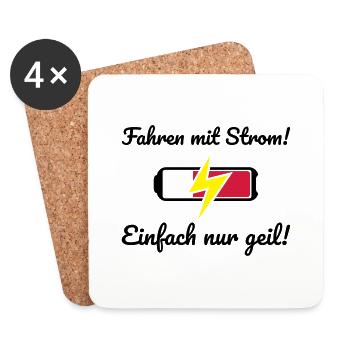 Fahren mit Strom Elektroauto Elektro Accu - Untersetzer (4er-Set) - Weiß - Vorne
