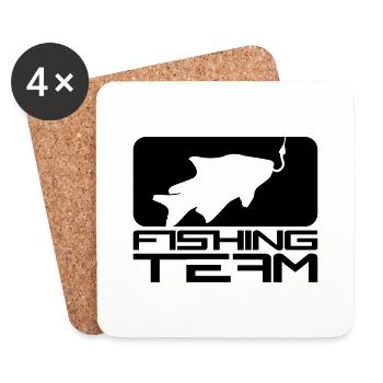 black fishing team sport logo caught fish ang - Coasters (set of 4) - white - Front