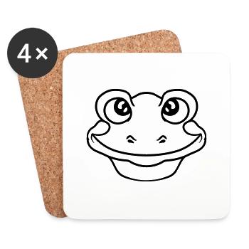 visage tête grenouille assis mignon mignon petit c - Dessous de verre (lot de 4) - blanc - Devant