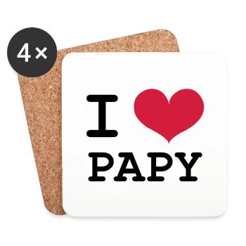 I Love Papy! - Coasters (set of 4) - white - Front