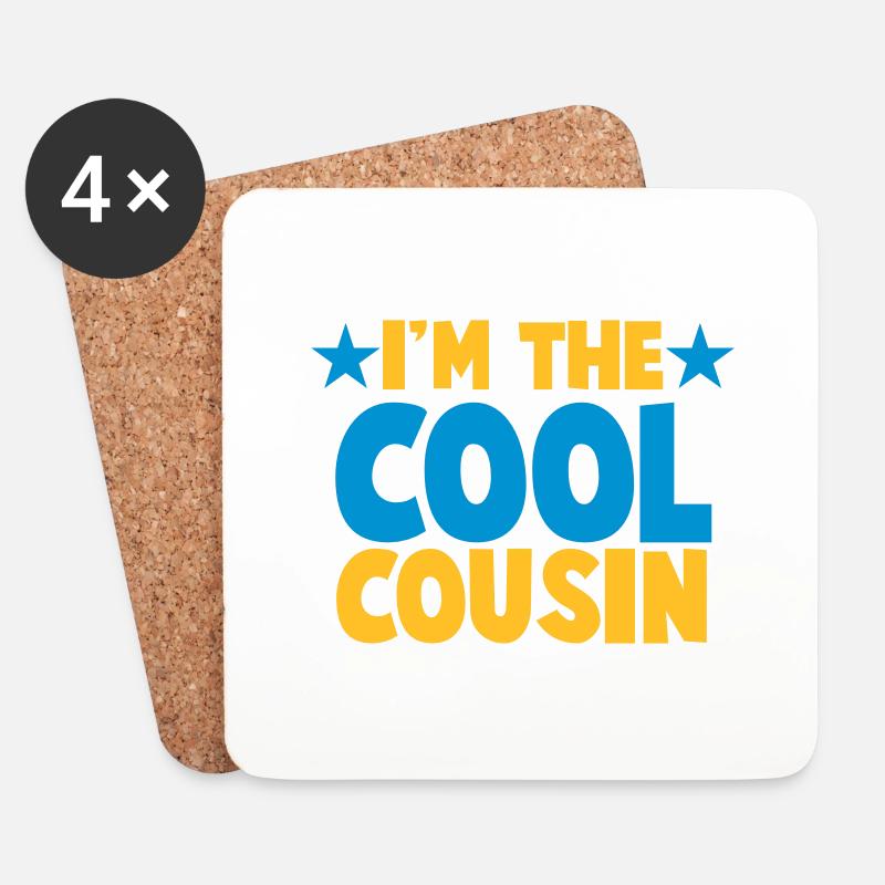 Ich bin der Cousin COOL! - Untersetzer (4er-Set) - Weiß