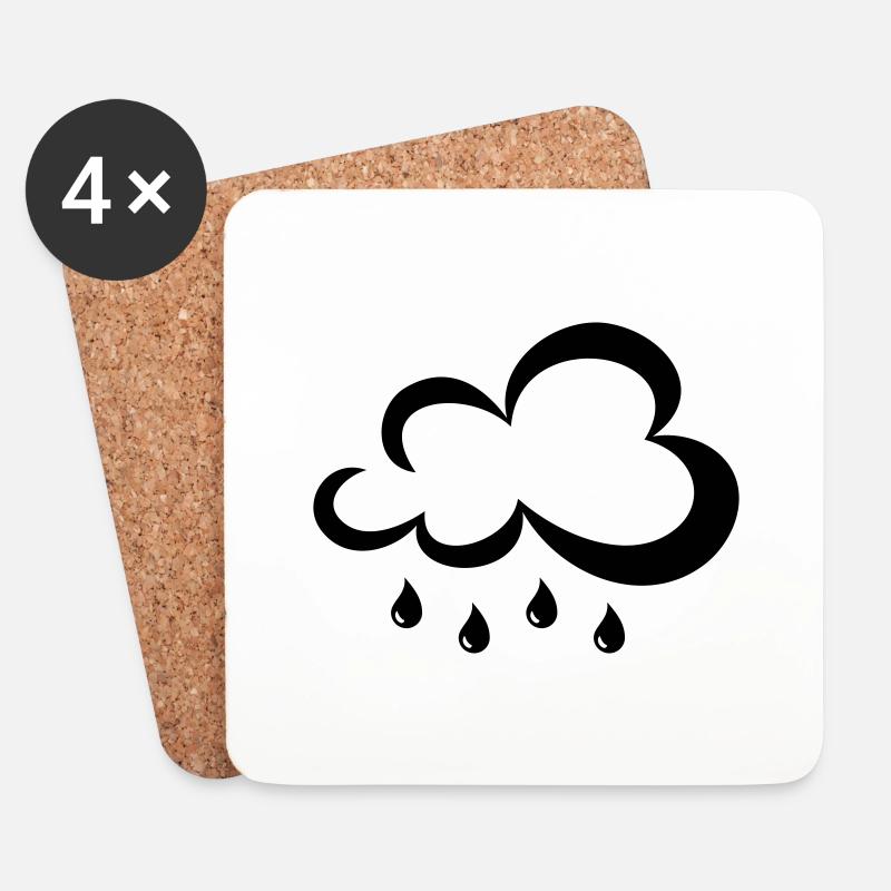 Regenwolke - Untersetzer (4er-Set) - Weiß