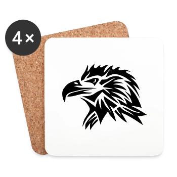 aigle tribal eagle tatoo tatouage 11022 - Dessous de verre (lot de 4) - blanc - Devant