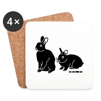 kaninchen - Untersetzer (4er-Set) - Weiß - Vorne