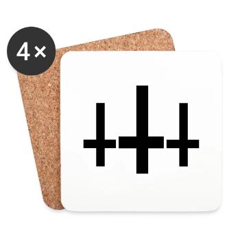 Kreuz - Untersetzer (4er-Set) - Weiß - Vorne