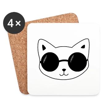 Katze - Untersetzer (4er-Set) - Weiß - Vorne