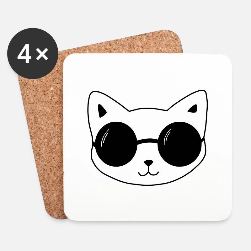 Katze - Untersetzer (4er-Set) - Weiß