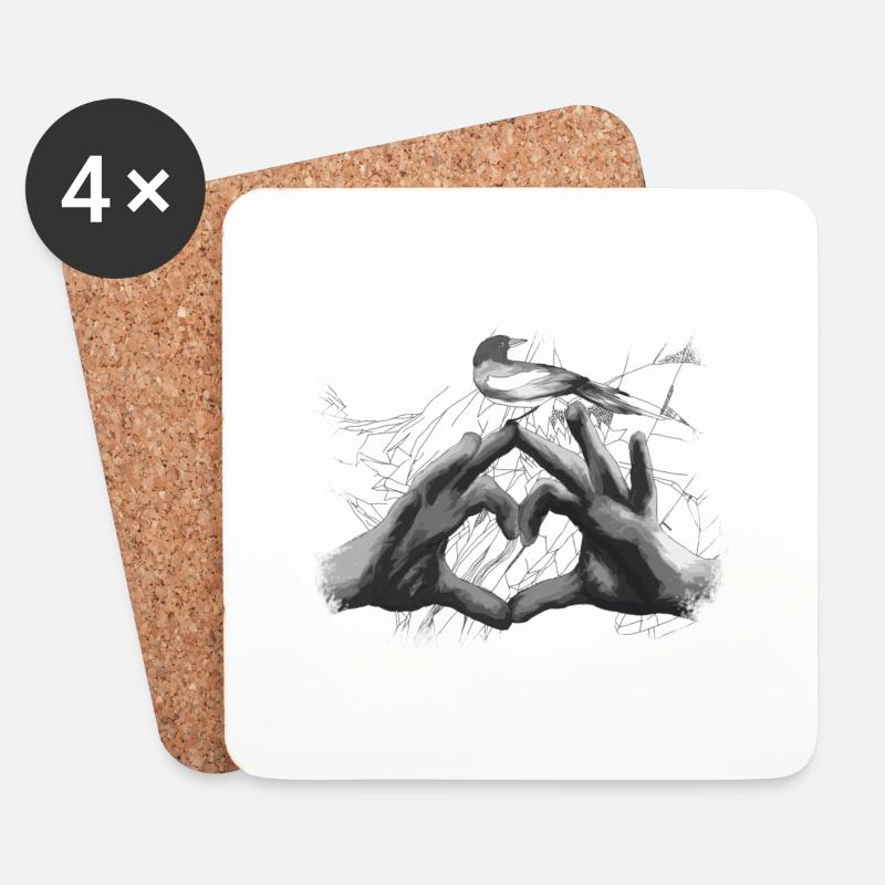 heart graphic - Untersetzer (4er-Set) - Weiß