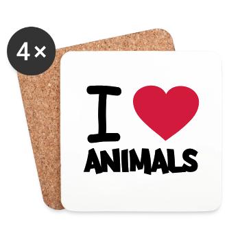 i_love_animals - Untersetzer (4er-Set) - Weiß - Vorne