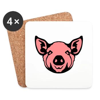 Schweinekopf Schweineseite 8 - Untersetzer (4er-Set) - Weiß - Vorne