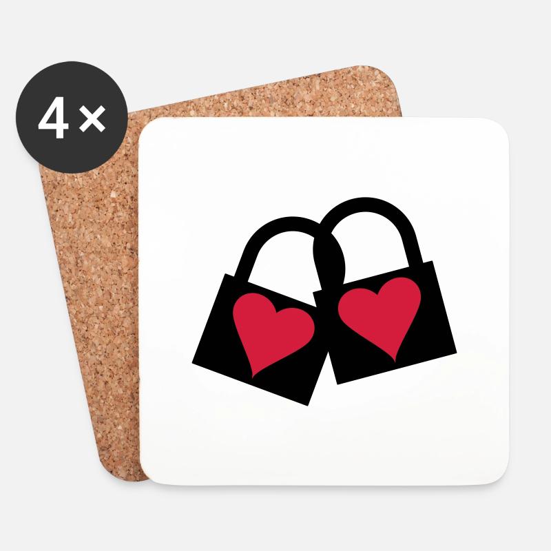 Love Lock - Sottobicchieri (set da 4 pezzi) - bianco