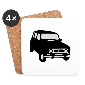 4l voiture de collection vintage - Dessous de verre (lot de 4) - blanc - Devant