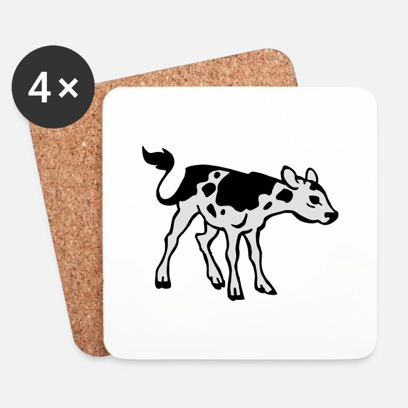 Kalb - Untersetzer (4er-Set) - Weiß