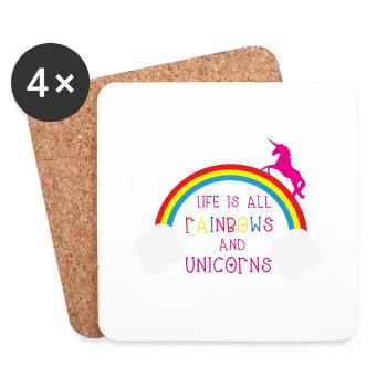 Rainbows & Unicorns - Untersetzer (4er-Set) - Weiß - Vorne