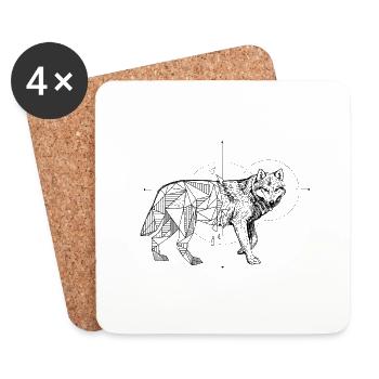 Origami Wolf - Dessous de verre (lot de 4) - blanc - Devant