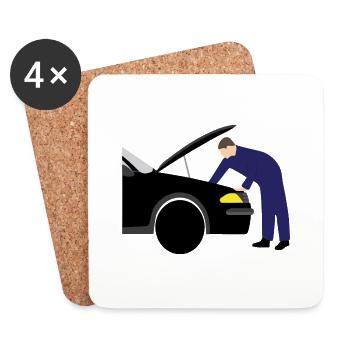 mechanic Automeachinker Werkstatt 3 687 - Untersetzer (4er-Set) - Weiß - Vorne