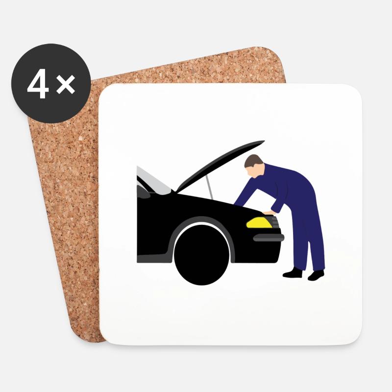 mechanic Automeachinker Werkstatt 3 687 - Untersetzer (4er-Set) - Weiß