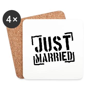 Just Married Stamp Design - Untersetzer (4er-Set) - Weiß - Vorne