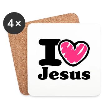 i Love Jesus_V1 - Untersetzer (4er-Set) - Weiß - Vorne