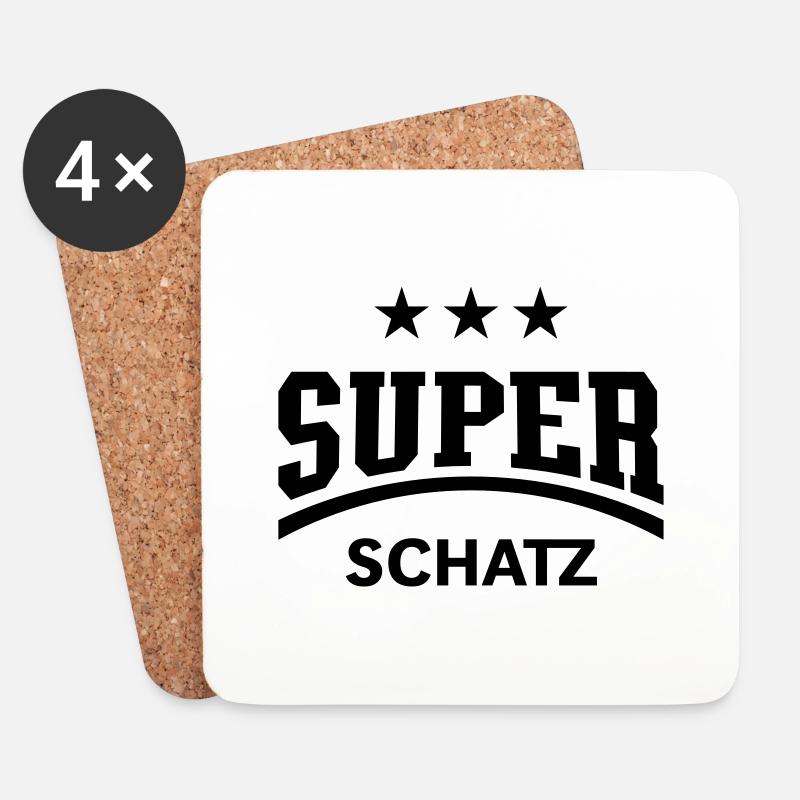 Super Schatz (Schatzi) - Untersetzer (4er-Set) - Weiß