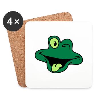 Grenouille comique impertinent visage - Dessous de verre (lot de 4) - blanc - Devant