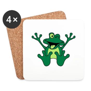 Funny Sitting Comic Frog - Untersetzer (4er-Set) - Weiß - Vorne