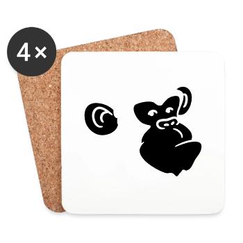 Cool monkey head design - Coasters (set of 4) - white - Front