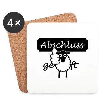 Abschluss geschafft (1c) - Untersetzer (4er-Set) - Weiß - Vorne