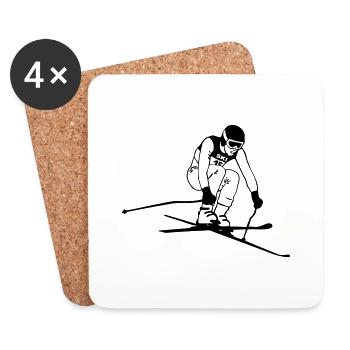 ski - alpine - apres - abfahrt - Untersetzer (4er-Set) - Weiß - Vorne