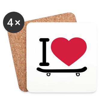 I love herz liebe brett skater skateboard fahren s - Untersetzer (4er-Set) - Weiß - Vorne