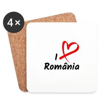 I Love Romania Ich Liebe Rumänien Herz Geschenk - Untersetzer (4er-Set) - Weiß - Vorne
