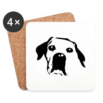 tete chien - Dessous de verre (lot de 4) - blanc - Devant