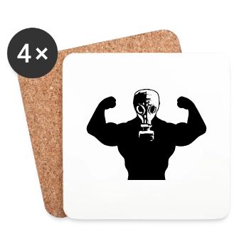 Muscles Body Builders Gas Mask Protection groovy g - Coasters (set of 4) - white - Front