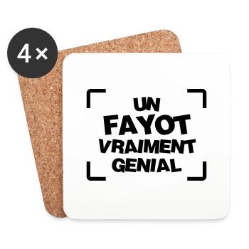 Fayot / Fayote / Humour / Prof / Ecole / Patron - Dessous de verre (lot de 4) - blanc - Devant