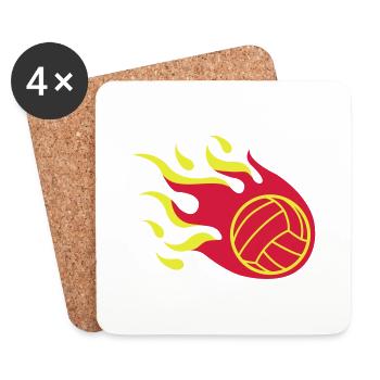 volleyball_fire_02 - Dessous de verre (lot de 4) - blanc - Devant