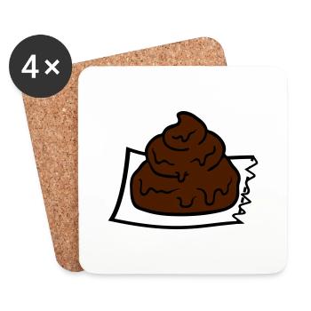 haeufchen comic heap shit torn off stueck - Coasters (set of 4) - white - Front