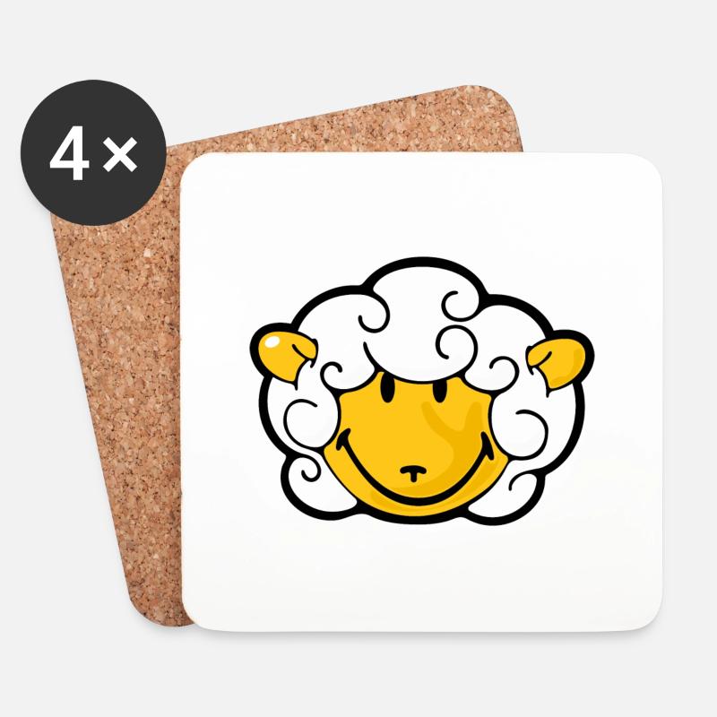 Smiley Sheep - Untersetzer (4er-Set) - Weiß