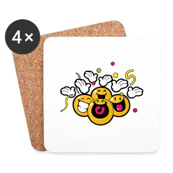 Smiley New Year Celebrating - Dessous de verre (lot de 4) - blanc - Devant