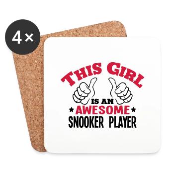 this girl is an awesome snooker player 2 - Coasters (set of 4) - white - Front
