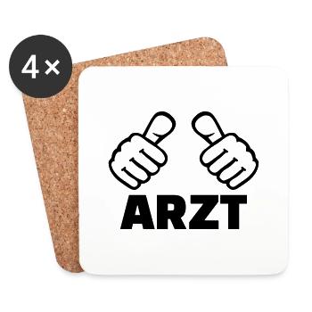 Arzt - Untersetzer (4er-Set) - Weiß - Vorne
