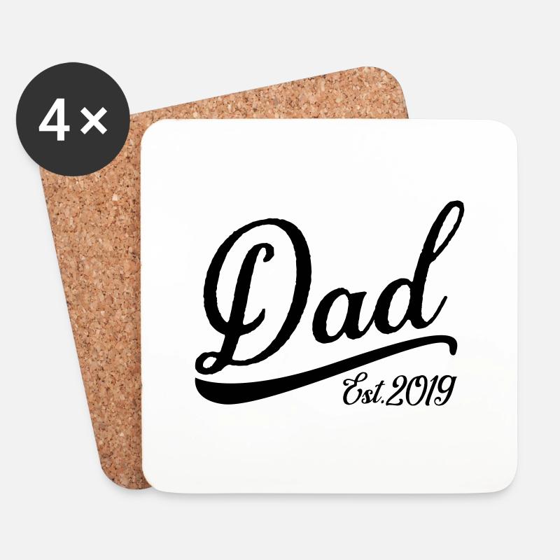 Dad Est 2019 - Untersetzer (4er-Set) - Weiß