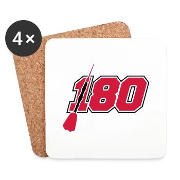 hit 180 points logo silhouette dart arrow dart - Coasters (set of 4) - white - Front