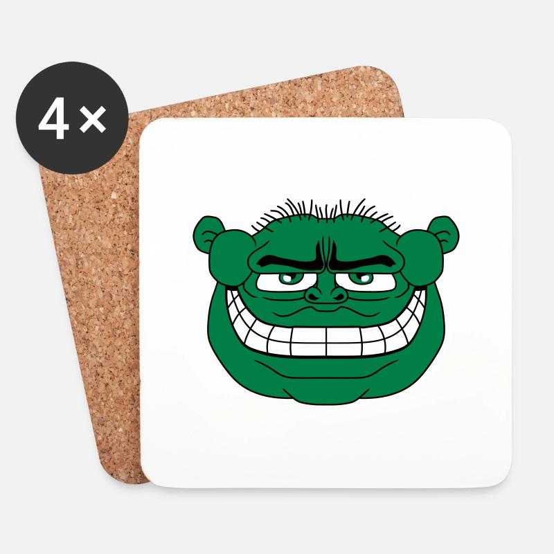 monster gesicht lustig oger ork troll knom horror - Untersetzer (4er-Set) - Weiß