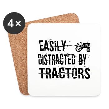 Distracted By Tractor - Coasters (set of 4) - white - Front