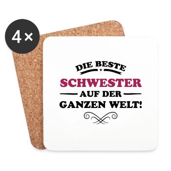 schwester beste auf der welt - Untersetzer (4er-Set) - Weiß - Vorne