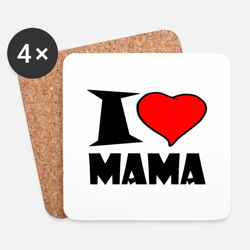 I Love Mama - Untersetzer (4er-Set) - Weiß