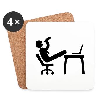 arbeiten job mitarbeiter lustig bier - Untersetzer (4er-Set) - Weiß - Vorne