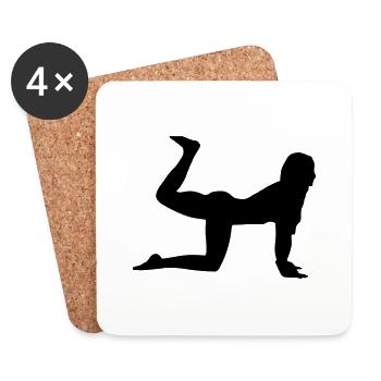 Sport Frau Silhouette - Untersetzer (4er-Set) - Weiß - Vorne